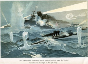 Ataque de torpederas rusas en Tsushima